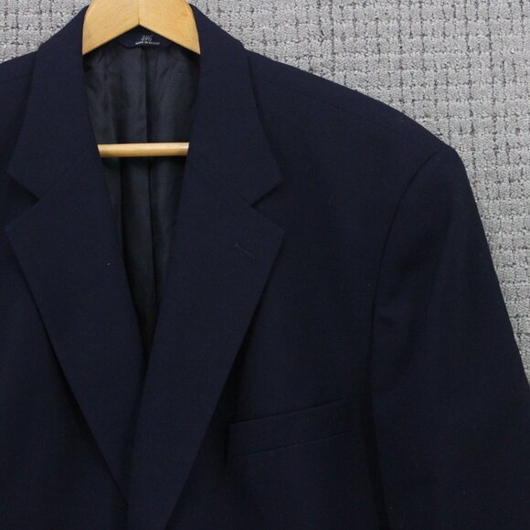 Brook Brothers 346 Blazer Men Sz 46R Navy Blue Two Button Front Wool Blend Lined - Picture 2 of 10